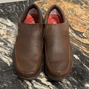 Twisted X Men's Basket Weave Slip-On Shoes Driving Moc Toe -MDMS011  Size 10 1/2